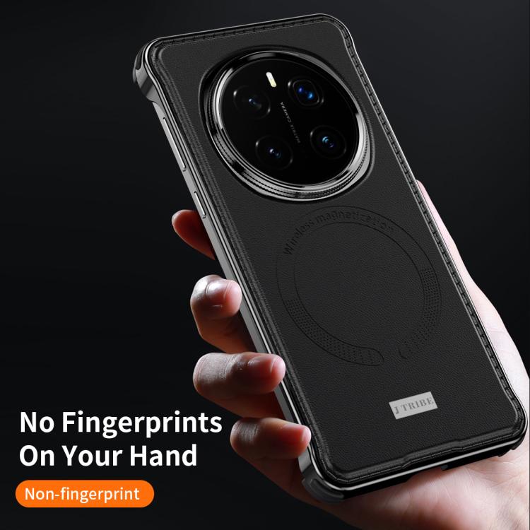 For Honor Magic7 J TRIBE Metal Frameless Plain Leather MagSafe Phone Case(Brown) - Honor Cases by buy2fix | Online Shopping UK | buy2fix