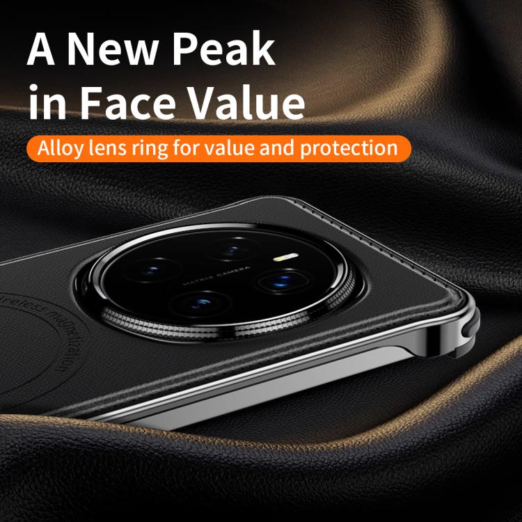 For Honor Magic7 J TRIBE Metal Frameless Plain Leather MagSafe Phone Case(Brown) - Honor Cases by buy2fix | Online Shopping UK | buy2fix