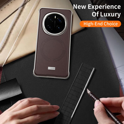 For Honor Magic7 J TRIBE Metal Frameless Plain Leather MagSafe Phone Case(Black) - Honor Cases by buy2fix | Online Shopping UK | buy2fix