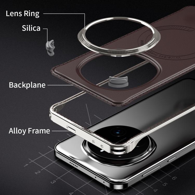 For Honor Magic7 J TRIBE Metal Frameless Plain Leather MagSafe Phone Case(Black) - Honor Cases by buy2fix | Online Shopping UK | buy2fix