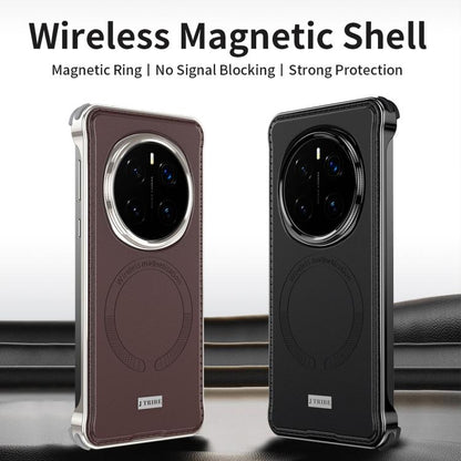 For Honor Magic7 Pro J TRIBE Metal Frameless Plain Leather MagSafe Phone Case(Brown) - Honor Cases by buy2fix | Online Shopping UK | buy2fix