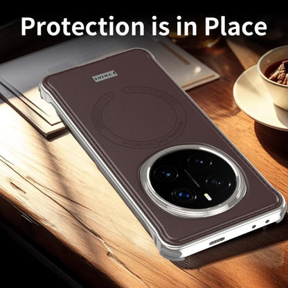 For Honor Magic7 Pro J TRIBE Metal Frameless Plain Leather MagSafe Phone Case(Brown) - Honor Cases by buy2fix | Online Shopping UK | buy2fix