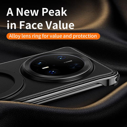 For Huawei Mate 60 Pro+ Metal Frameless Plain Leather MagSafe Holder Phone Case(Brown) - Huawei Cases by buy2fix | Online Shopping UK | buy2fix