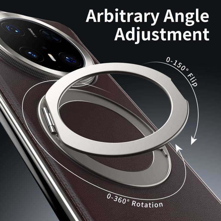 For Huawei Mate 70 Pro Metal Frameless Plain Leather MagSafe Holder Phone Case(Brown) - Huawei Cases by buy2fix | Online Shopping UK | buy2fix