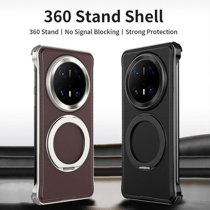 For Huawei Mate 70 Pro+ Metal Frameless Plain Leather MagSafe Holder Phone Case(Brown) - Huawei Cases by buy2fix | Online Shopping UK | buy2fix