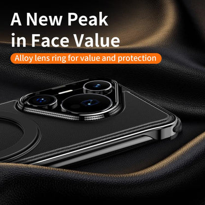 For Huawei Pura 70 Pro Metal Frameless Plain Leather MagSafe Holder Phone Case(Brown) - Huawei Cases by buy2fix | Online Shopping UK | buy2fix