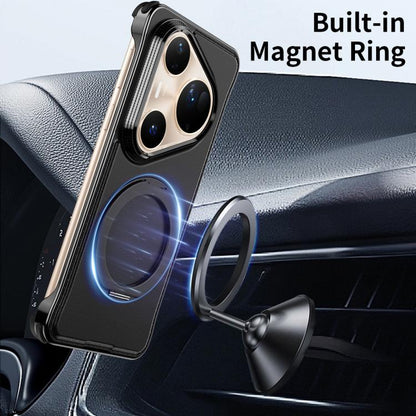 For Huawei Pura 80 Pro+ 5G Metal Frameless Plain Leather MagSafe Holder Phone Case(Black) - Huawei Cases by buy2fix | Online Shopping UK | buy2fix