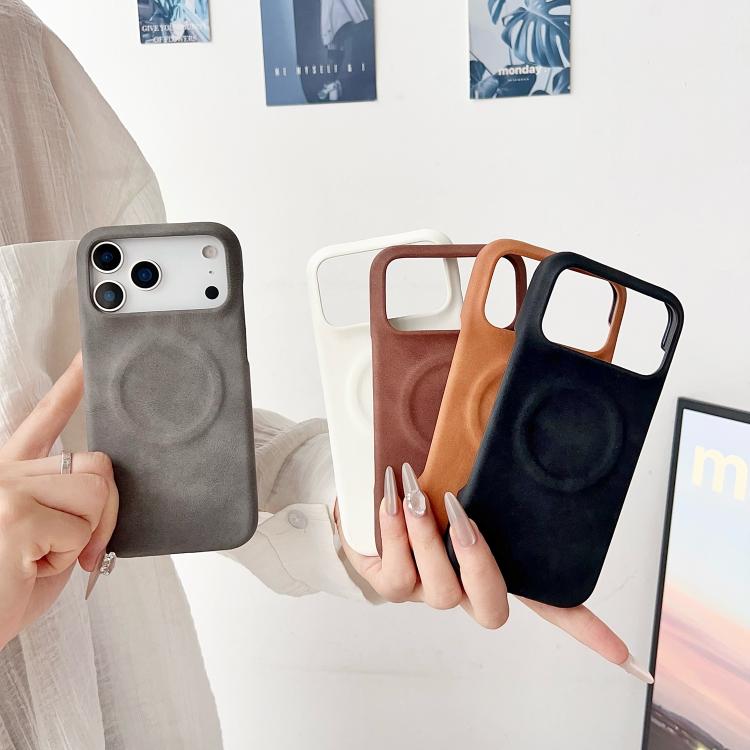 For iPhone 17 Skin Feel Sheepskin MagSafe Magnetic Phone Case(Brown) - iPhone 17 Cases by buy2fix | Online Shopping UK | buy2fix