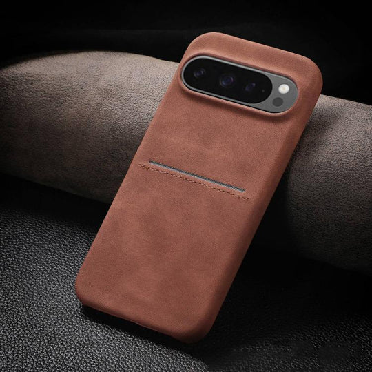 For Google Pixel 9 Pro XL Skin Feel Sheepskin Card Slot Phone Case(Brown)