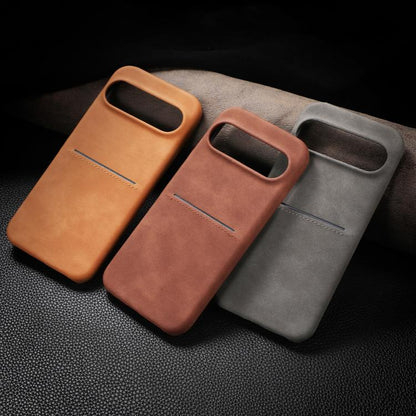 For Google Pixel 10 / Pixel 10 Pro Skin Feel Sheepskin Card Slot Phone Case(Brown) - Google Cases by buy2fix | Online Shopping UK | buy2fix
