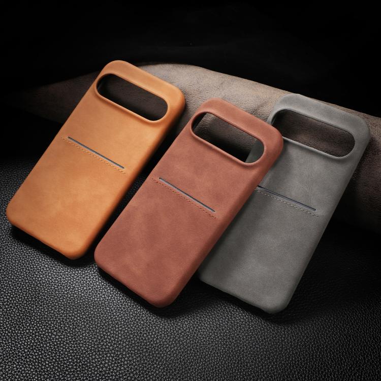 For Google Pixel 10 Pro XL Skin Feel Sheepskin Card Slot Phone Case(Brown) - Google Cases by buy2fix | Online Shopping UK | buy2fix