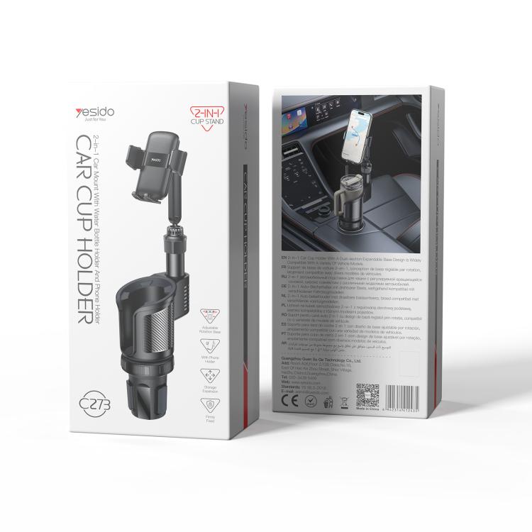 Yesido C273 2 in 1 Car Water Cup Phone Holder(Black) - Car Drink Holders by Yesido | Online Shopping UK | buy2fix