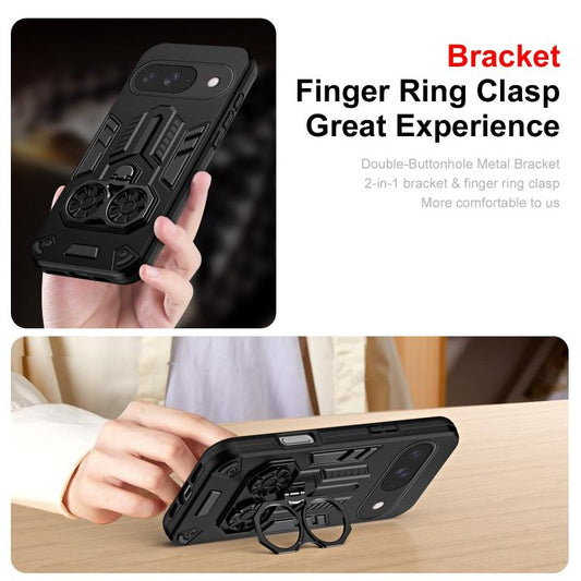 For Google Pixel 10 / 10 Pro Double-Ring Holder PC Hybrid TPU Phone Case(Black) - Google Cases by buy2fix | Online Shopping UK | buy2fix