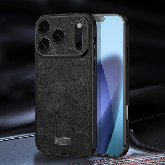 For iPhone 17 Pro Max SULADA Shockproof TPU Hybrid Handmade Leather Phone Case(Black)