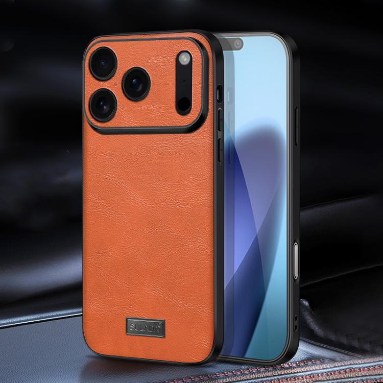 For iPhone 17 Pro Max SULADA Shockproof TPU Hybrid Handmade Leather Phone Case(Orange) - iPhone 17 Pro Max Cases by SULADA | Online Shopping UK | buy2fix
