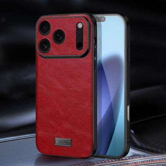 For iPhone 17 Pro Max SULADA Shockproof TPU Hybrid Handmade Leather Phone Case(Red)