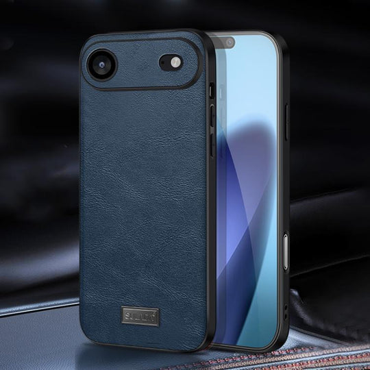 For iPhone Air SULADA Shockproof TPU Hybrid Handmade Leather Phone Case(Blue)