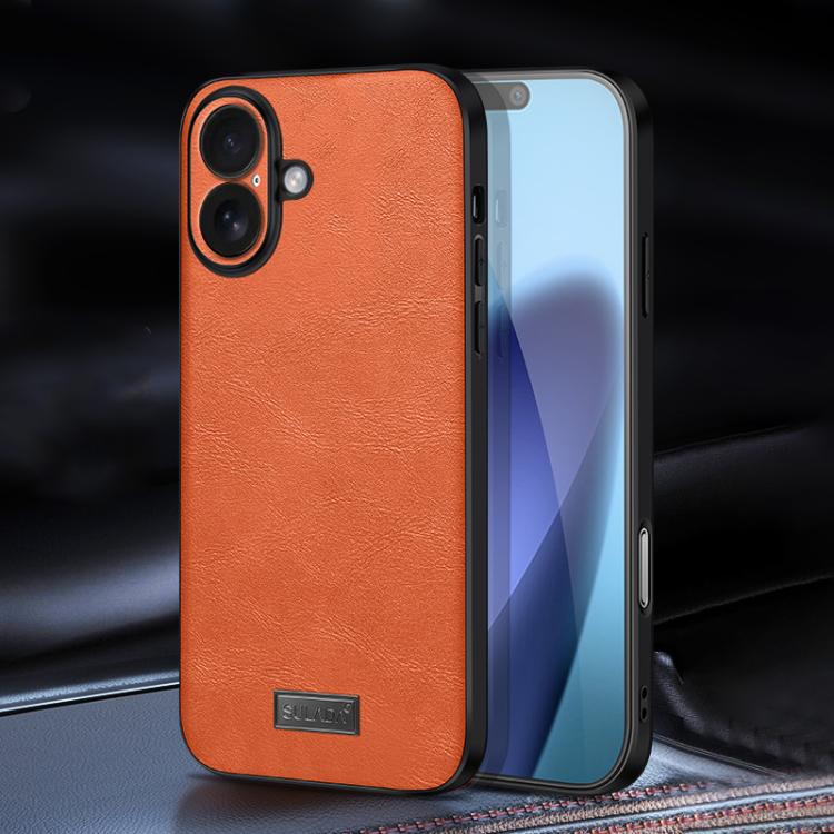 For iPhone 17 SULADA Shockproof TPU Hybrid Handmade Leather Phone Case(Orange) - iPhone 17 Cases by SULADA | Online Shopping UK | buy2fix