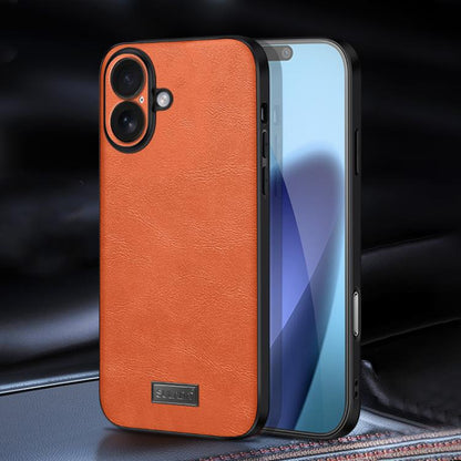 For iPhone 17 SULADA Shockproof TPU Hybrid Handmade Leather Phone Case(Orange) - iPhone 17 Cases by SULADA | Online Shopping UK | buy2fix