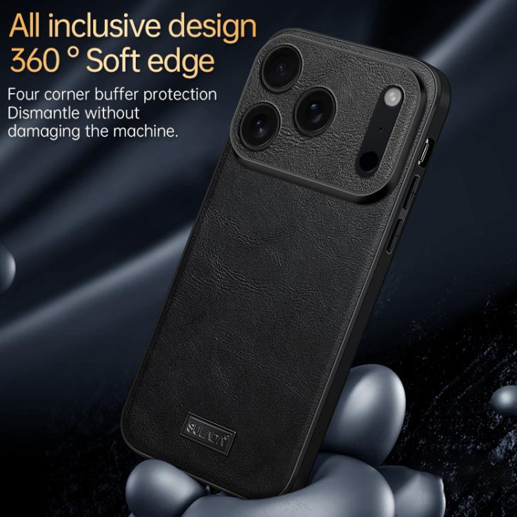 For iPhone 17 Pro Max SULADA Shockproof TPU Hybrid Handmade Leather Phone Case(Black) - iPhone 17 Pro Max Cases by SULADA | Online Shopping UK | buy2fix