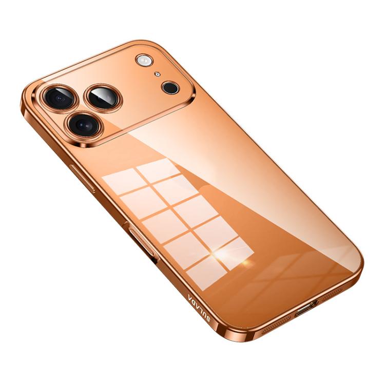 For iPhone 17 Pro Max SULADA Shine Through Series Plating TPU Transparent Phone Case(Orange) - iPhone 17 Pro Max Cases by SULADA | Online Shopping UK | buy2fix