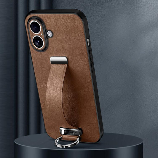 For iPhone 17 SULADA Tide Cool Series PC Hybrid Leather Texture Skin Feel Phone Case(Brown) - iPhone 17 Cases by SULADA | Online Shopping UK | buy2fix