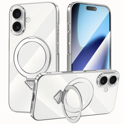 For iPhone 17 SULADA Electroplated Transparent MagSafe Holder Phone Case(Silver) - iPhone 17 Cases by SULADA | Online Shopping UK | buy2fix