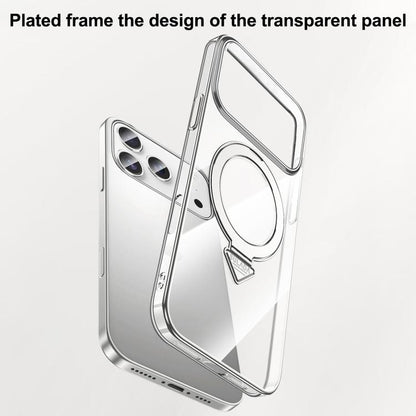 For iPhone 17 Pro Max SULADA Electroplated Transparent MagSafe Holder Phone Case(Silver) - iPhone 17 Pro Max Cases by SULADA | Online Shopping UK | buy2fix