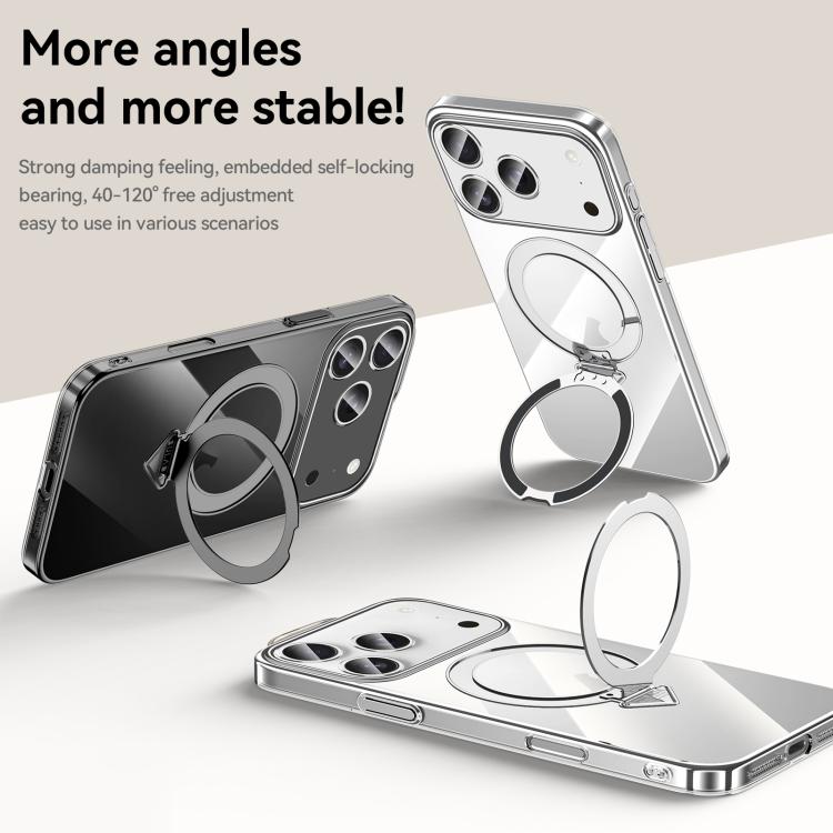 For iPhone 17 SULADA Electroplated Transparent MagSafe Holder Phone Case(Silver) - iPhone 17 Cases by SULADA | Online Shopping UK | buy2fix