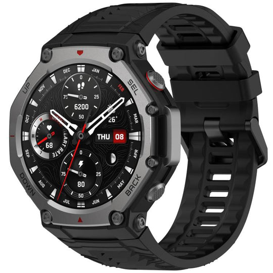 For Amazfit T-Rex 3 xDfind Solid Color Black Buckle Silicone Watch Band(Black)