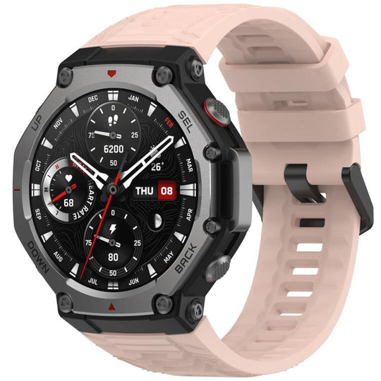 For Amazfit T-Rex 3 xDfind Solid Color Black Buckle Silicone Watch Band(Pink)