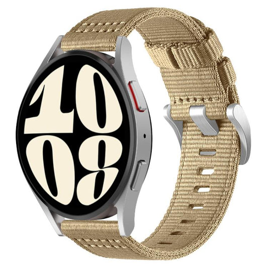 For Samsung Galaxy Watch 7 / 6 / 5 / FE xDfind Two-section Nylon Watch Band(Khaki) - Watch Bands by xDfind | Online Shopping UK | buy2fix