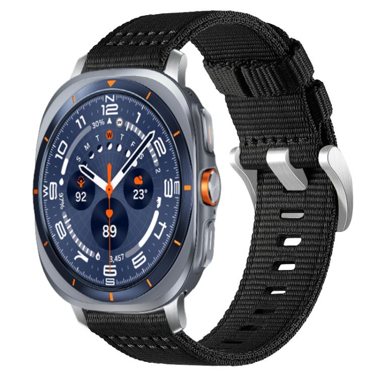 For Samsung Galaxy Watch Ultra / Ultra 2025 xDfind Two-section Nylon Watch Band(Black) - Watch Bands by xDfind | Online Shopping UK | buy2fix