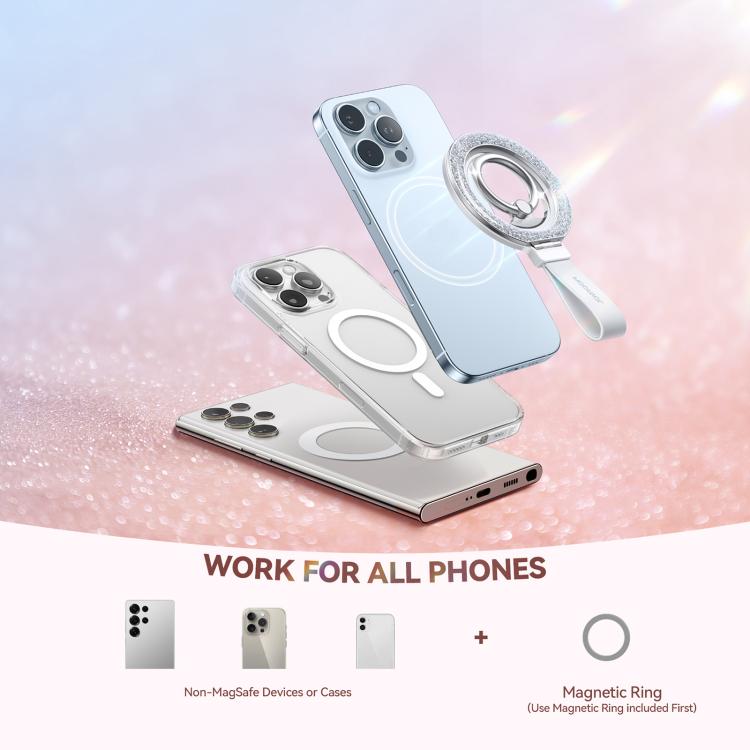 JOYROOM JR-ZS425 Glitter Ring Buckle MagSafe Magnetic Phone Holder(White) - Ring Holder by JOYROOM | Online Shopping UK | buy2fix