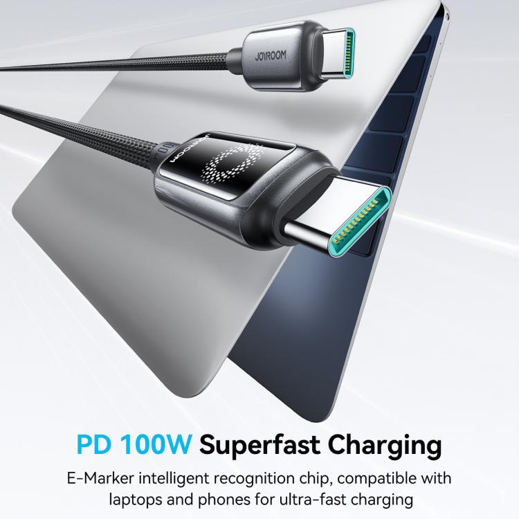 JOYROOM S-A55 StarFlight Series 100W Type-C to Type-C Auto Power-Off Fast Charging Data Cable, Length:1.2m(Black) - USB-C & Type-C Cable by JOYROOM | Online Shopping UK | buy2fix