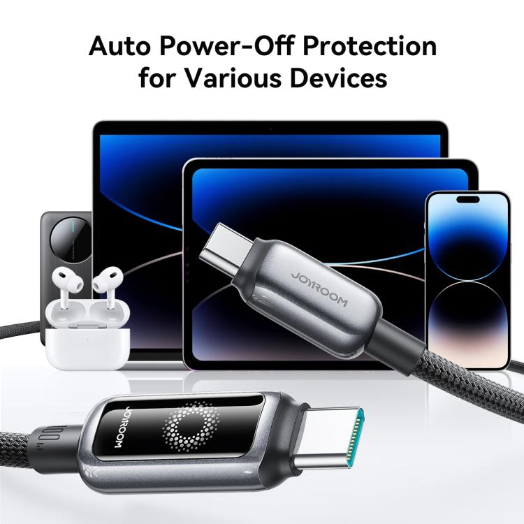 JOYROOM S-A55 StarFlight Series 100W Type-C to Type-C Auto Power-Off Fast Charging Data Cable, Length:1.2m(Black) - USB-C & Type-C Cable by JOYROOM | Online Shopping UK | buy2fix