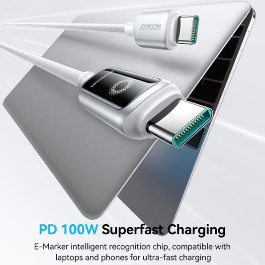 JOYROOM S-A55 StarFlight Series 100W Type-C to Type-C Auto Power-Off Fast Charging Data Cable, Length:1.2m(White) - USB-C & Type-C Cable by JOYROOM | Online Shopping UK | buy2fix