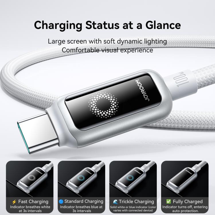 JOYROOM S-A55 StarFlight Series 100W Type-C to Type-C Auto Power-Off Fast Charging Data Cable, Length:1.2m(White) - USB-C & Type-C Cable by JOYROOM | Online Shopping UK | buy2fix