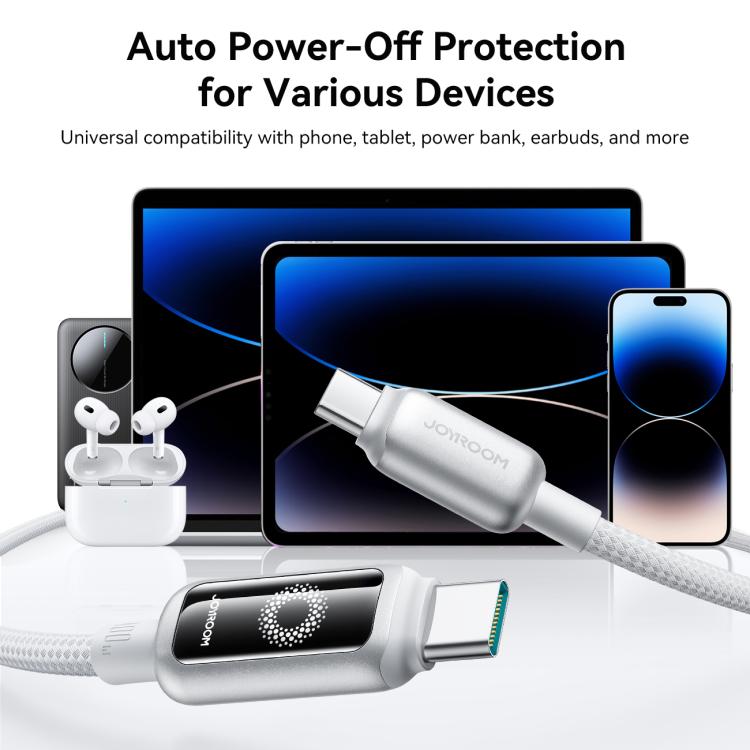 JOYROOM S-A55 StarFlight Series 100W Type-C to Type-C Auto Power-Off Fast Charging Data Cable, Length:1.2m(White) - USB-C & Type-C Cable by JOYROOM | Online Shopping UK | buy2fix