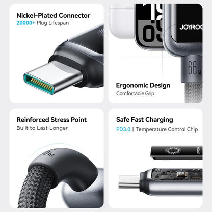 JOYROOM S-A55 StarFlight Series 66W USB to Type-C Auto Power-Off Fast Charging Data Cable, Length:1.2m(Black) - USB-C & Type-C Cable by JOYROOM | Online Shopping UK | buy2fix