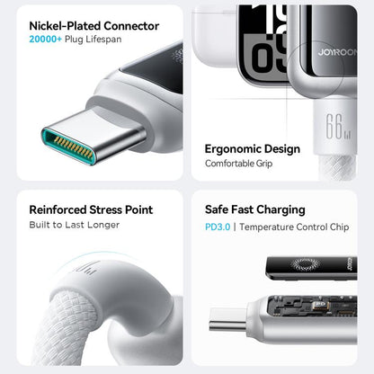 JOYROOM S-A55 StarFlight Series 66W USB to Type-C Auto Power-Off Fast Charging Data Cable, Length:1.2m(White) - USB-C & Type-C Cable by JOYROOM | Online Shopping UK | buy2fix