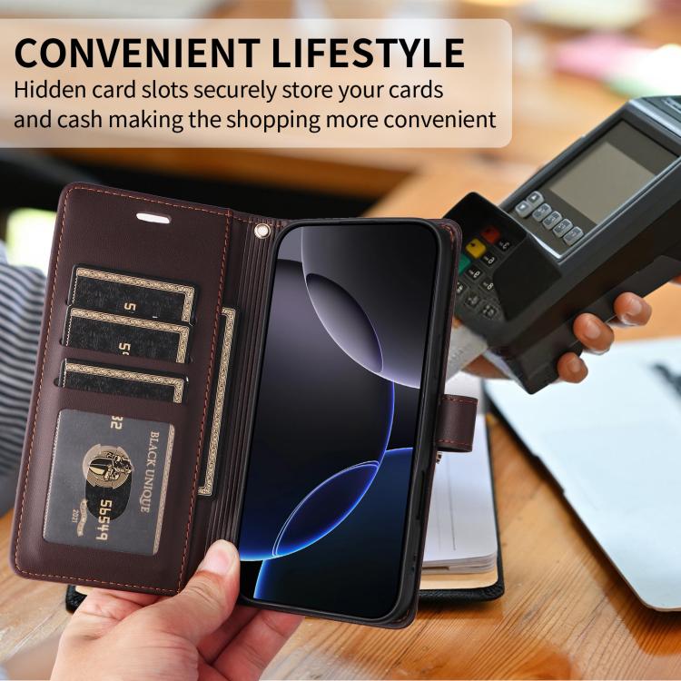 For Google Pixel 9 / 9 Pro / 10 / 10 Pro Six Card Slots Buckle Leather Phone Case with Lanyard(Coffee) - Google Cases by buy2fix | Online Shopping UK | buy2fix