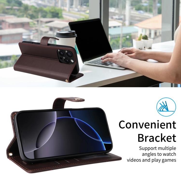 For Google Pixel 9 / 9 Pro / 10 / 10 Pro Six Card Slots Buckle Leather Phone Case with Lanyard(Coffee) - Google Cases by buy2fix | Online Shopping UK | buy2fix