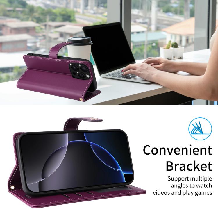 For Google Pixel 9 / 9 Pro / 10 / 10 Pro Six Card Slots Buckle Leather Phone Case with Lanyard(Purple) - Google Cases by buy2fix | Online Shopping UK | buy2fix