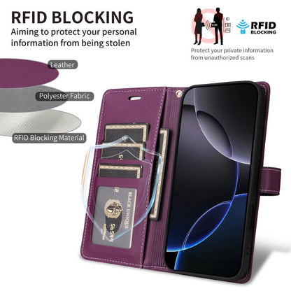 For Google Pixel 9 / 9 Pro / 10 / 10 Pro Six Card Slots Buckle Leather Phone Case with Lanyard(Purple) - Google Cases by buy2fix | Online Shopping UK | buy2fix