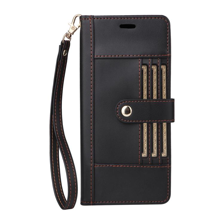 For Google Pixel 9 Pro XL / 10 Pro XL Six Card Slots Buckle Leather Phone Case with Lanyard(Black) - Google Cases by buy2fix | Online Shopping UK | buy2fix