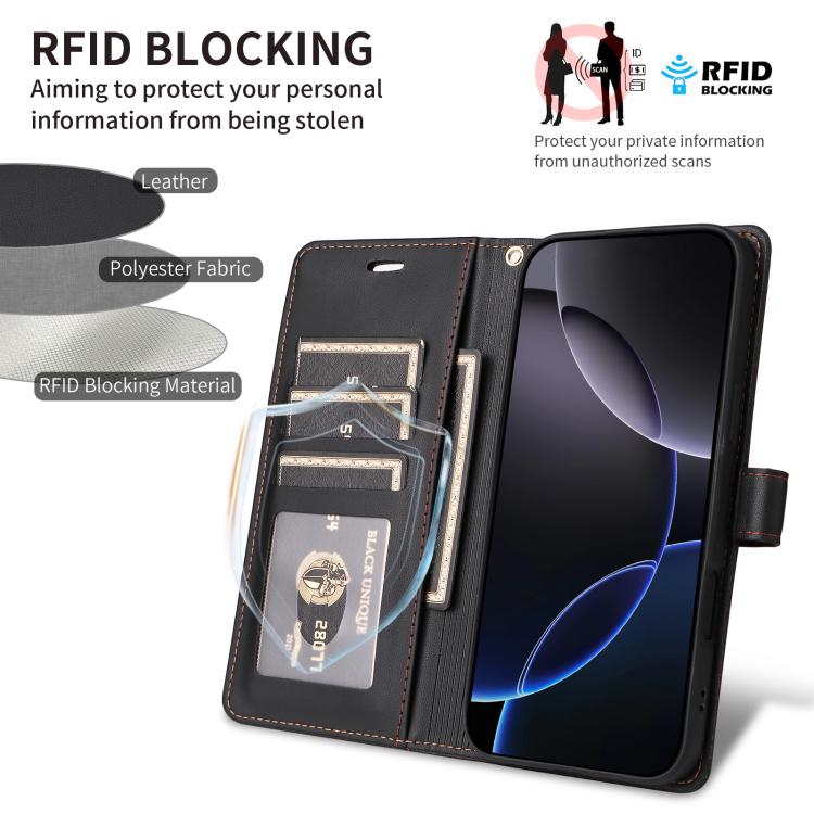 For Google Pixel 9 Pro XL / 10 Pro XL Six Card Slots Buckle Leather Phone Case with Lanyard(Black) - Google Cases by buy2fix | Online Shopping UK | buy2fix