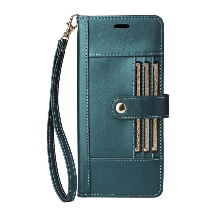 For Google Pixel 9 Pro XL / 10 Pro XL Six Card Slots Buckle Leather Phone Case with Lanyard(Green) - Google Cases by buy2fix | Online Shopping UK | buy2fix