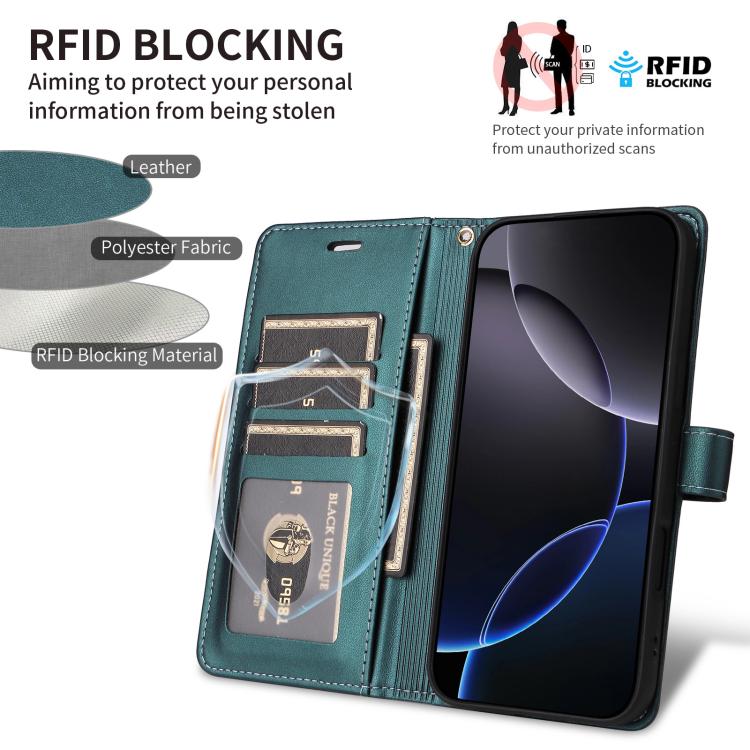For Google Pixel 9 Pro XL / 10 Pro XL Six Card Slots Buckle Leather Phone Case with Lanyard(Green) - Google Cases by buy2fix | Online Shopping UK | buy2fix