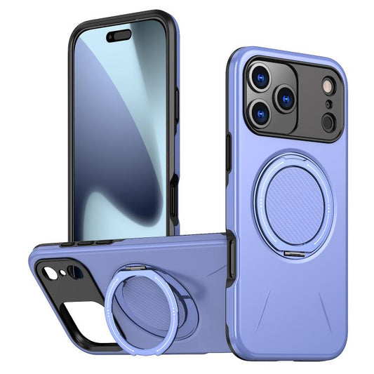 For iPhone 17 Pro Max Metal Rotation Holder MagSafe TPU Hybrid PC Phone Case(Purple) - iPhone 17 Pro Max Cases by buy2fix | Online Shopping UK | buy2fix